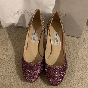 Jimmy Choo Esme 85 Boho Pink/Gold Heels